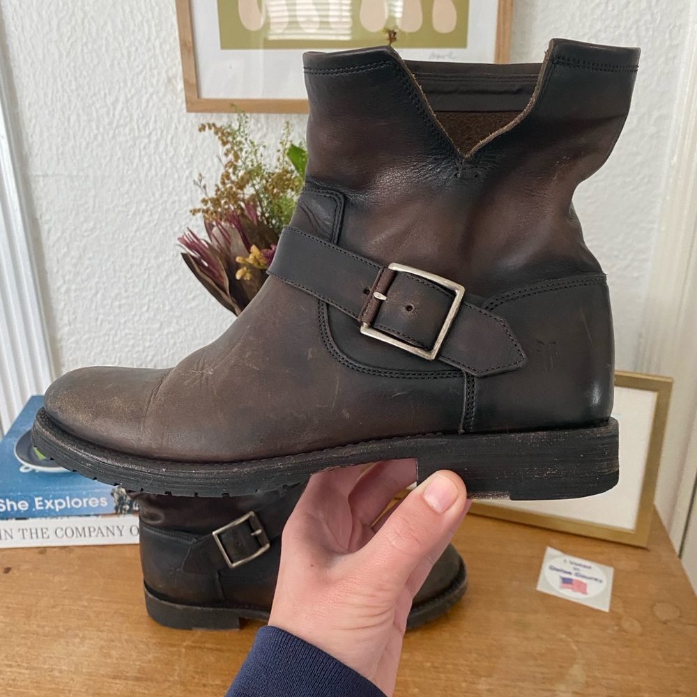Frye Veronica Leather Booties Brown Size 7.5